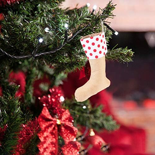 ALREMO XINGHUANG - 6PCS Božićna čarapa Jute Burlap božićna čarapa Kamin Viseće čarape za poklone Dekoracije za zabavu
