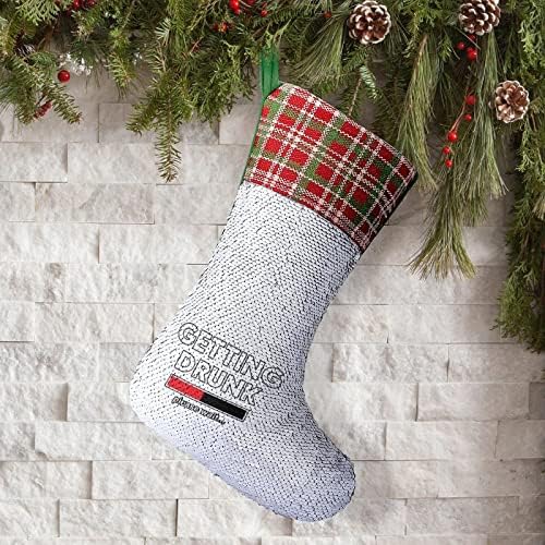 Napiti se. Molimo pričekajte šljokice božićne čarape božićne ukrase drveća zid viseći ukras za prazničnu zabavu
