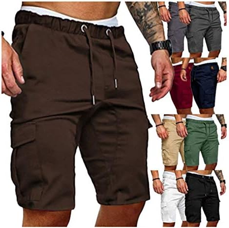 Muške kratke hlače za vježbanje u teretani s elastičnim pojasom S vezicama, brzosušeće gaće za trčanje s džepovima