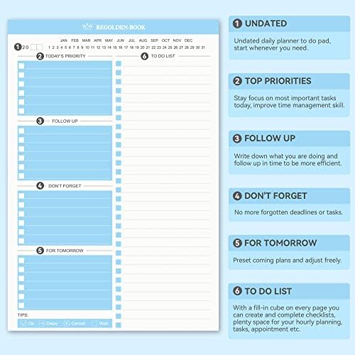 Regolden -knjiga na popisu bilježnice - Daily Planner Notepad, Under Organizator produktivnosti za rad, na raspolaganju popisu