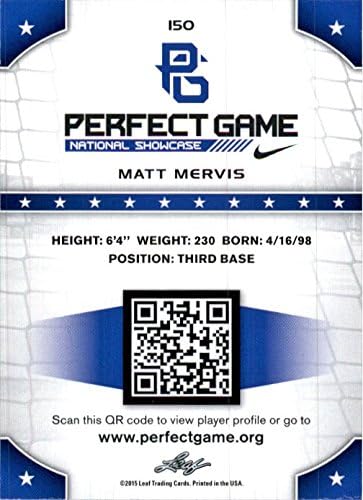 Matt Mervis 2015 Leaf Perfect Game Nike All-American Showcase Blue Rookie /25