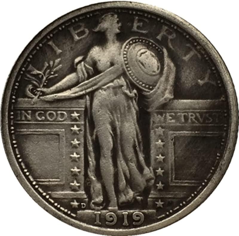 7 različitih datuma D verzija American Uspraght 25 centi kovanica mesinga sa srebrnim antiknim zanatom Strane prigodne kovanice