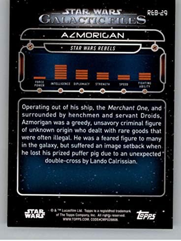 2018. Topps Star Wars Galactic Files Blue Reb-29 AZMORIGAN Službena trgovačka kartica koja nije sportska trgovačka karta