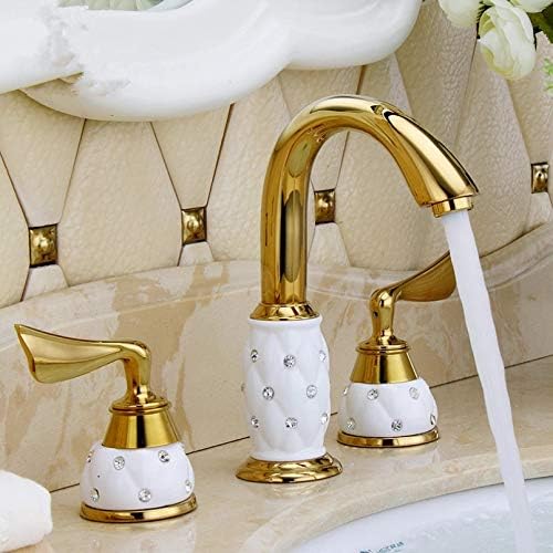 Slavina za bazen od 8 inča slavine od mesingane keramike i dijamantske slavine za kupaonicu zlato raširena slavina sudopera