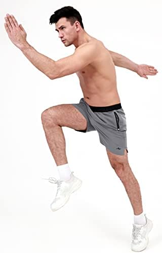 Nomolen muške atletske kratke hlače od 5 inča teretane treninga s džepovima s patentnim zatvaračem lagane brze suhe kratke