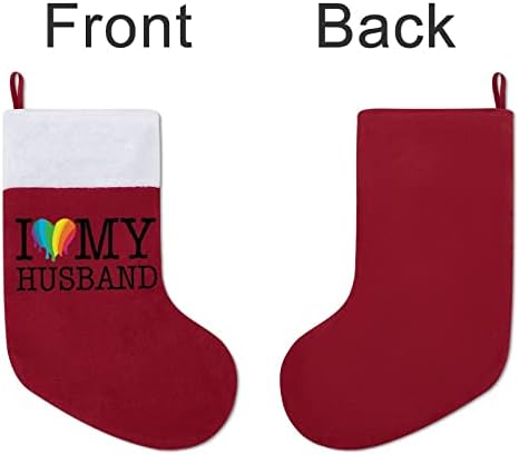 Duga srce volim svog muža božićne čarape viseći čarape tiska