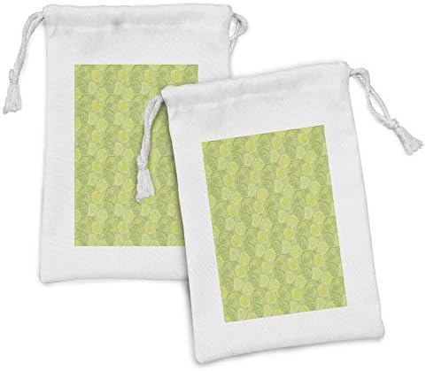 Ambasonne zelena torbica od 2, lišće pozadinske kameleoni koji se ponavljaju svježi tonovi, mala vreća za izvlačenje za toaletne