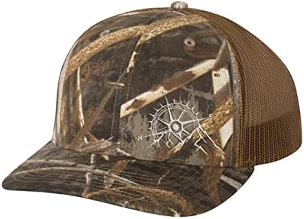 Muški na otvorenom Mountain Scenic Forest Compass Woodland Empoided Mesh Back Trucker Hat