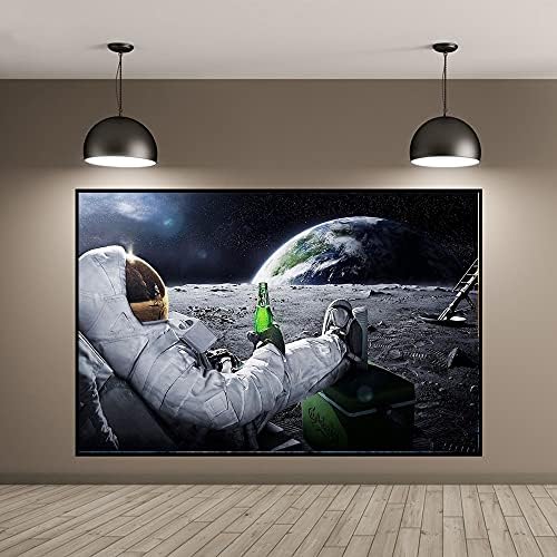 Zidna art hd tiskana platna slikanje piva svemir zemlja astronauti moon cuadros plakat zid slike za dekor doma napredno ulje