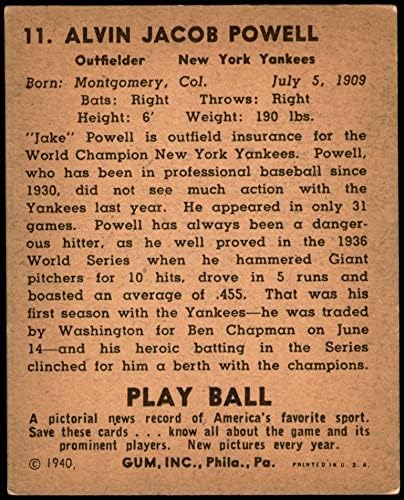 1940. Play Ball 11 Jake Powell New York Yankees Dean's Cards 5 - Ex Yankees