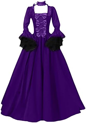 Ženska Vintage Retro gotička haljina s kapuljačom s dugim rukavima duge haljine