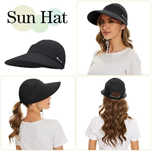 Komorebi Sunčevi šeširi za žene široki rub 2 u 1 zip-off vizir pakiranje UV zaštite sunca sunčanog šešira ljetni šešir na