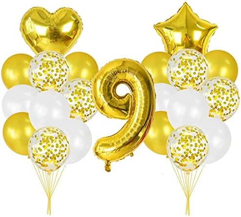WYBW Dekoracija rođendanske zabave, 21pcs/set 32 ​​'' 'Broj folije balona 18' 'Star Heart Balloni Mix 12' 'Confetti latex