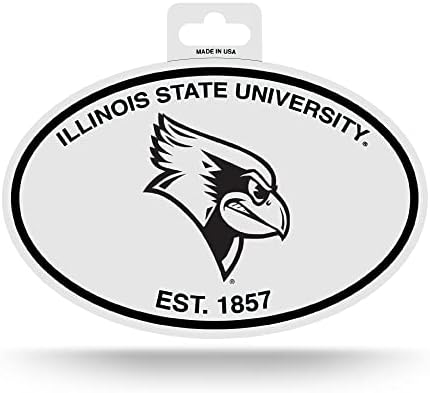 Rico Industries NCAA Illinois State Redbirds Crno -bijela ovalna naljepnica Ovalna crno -bijela naljepnica