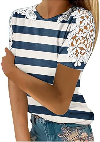 Majice za ženske grafičke, ležerne majice s kratkim rukavima od čipke elegantne grafičke majice modne haljine tunike