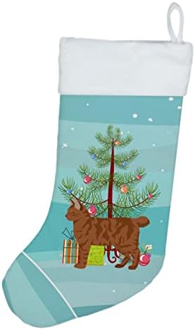 Caroline's Treasures CK4551cs American Bobtail 2 Mačka Sretan božićni božićni čarapa, kamin viseće čarape božićna sezona