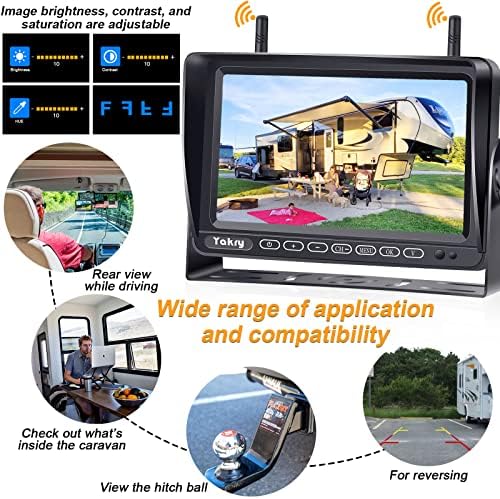 Yakry RV sigurnosna kamera bežična HD 1080p sa 7 inčnim tipkom za dodir DVR monitor za RVS, kampere, prikolice, kamioni adapter