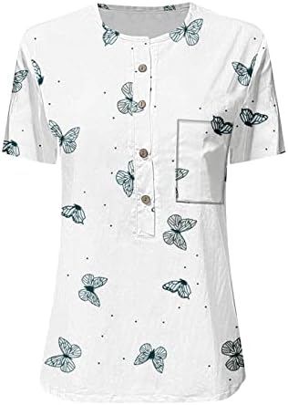 Košulje dolje za žene labave fit ženske ljetne vrhove modni vintage majice kratkih rukava casual pamučne bluze gornja košulja