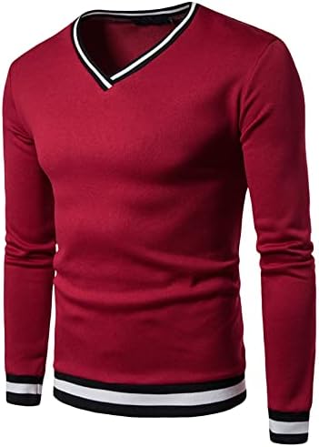Muški V-izrez za pulover dugih rukava pamuk kontrast uboda Classic Essential Cashmere vuneni džemper vrh