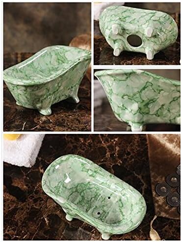 Nježna meow keramička kade sapuna za sapun tuš sudoper sapun sa sapunom s odvodnim, zelenim