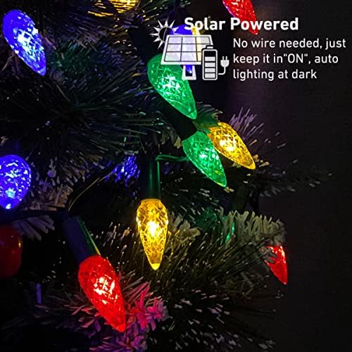 C6 Solarna božićna lampica Vanjska višebojna, 50 -ih 8 modusa jagoda božićna nizova svjetla vodootporna vanjska božićna solarna