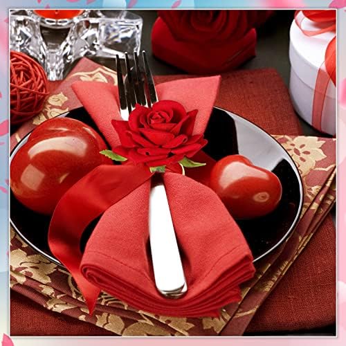 Honeydak set od 8 Valentinovo ubrus prsten ruže cvjetni prstenovi Metalni prsten za salveti dizajniran s ružom serviette