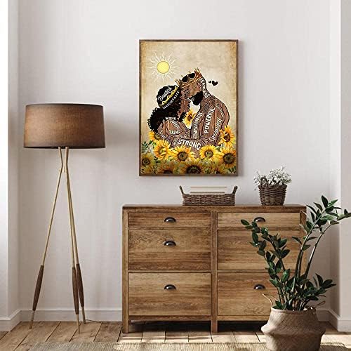 HSHIQEART Crni par Poster Black King i Queen Wall Art Crni par Biram vas plakat afrička zidna umjetnost crni par Suncokret