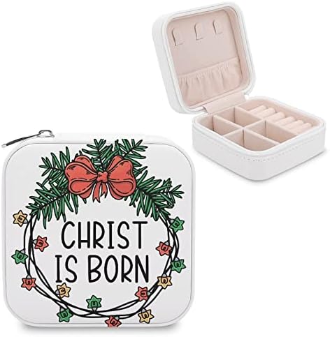 Krist je rođen Božićna kutija za nakit Cvjetni vijenac mali prijenosni putni kofer organizator za odmor držač za pohranu