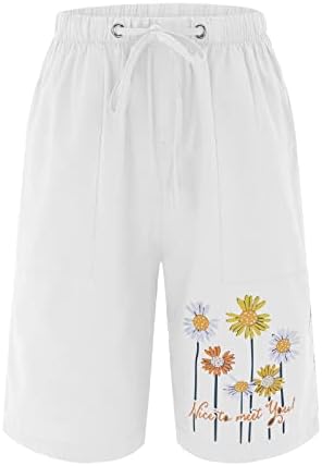 Ispis bermudskih kratkih hlača za žene dužine koljena Ljetni casual dres kratke hlače s dubokim džepovima salon dugi kratke