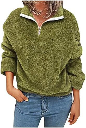 Modne žene patentni zatvarač patchwork dugi rukavi vrhovi plišana pulover dukserica rever vunena mješavina zima jesen mekana