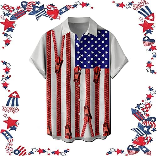 Obična Muška proljetno-ljetna košulja za proslavu Dana neovisnosti ležerna Vintage problematična djelomična odjeća za muškarce