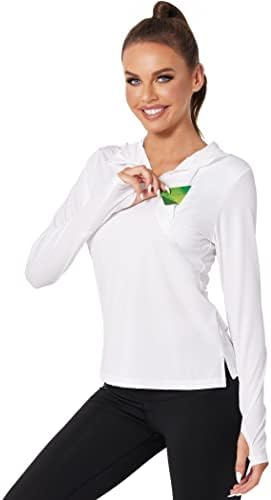 Coorun žene UPF 50+ planinarskih košulja dugi rukav 1/4 Zip Hoodie Sunce zaštitna košulja na otvorenom za trčanje golf s