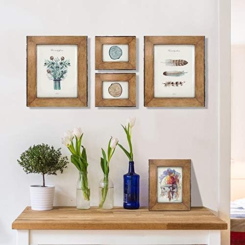 Ikeree 8x10 okviri za slike s rubovima kore, rustikalni drveni okvir za fotografije za stolni ili zidni prikaz, prirodno