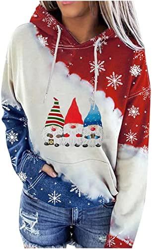 Sretan božićni vrhovi - ženska pulover kapuljača s kapuljačom dugih rukava kapuljača s džepovima s džepovima