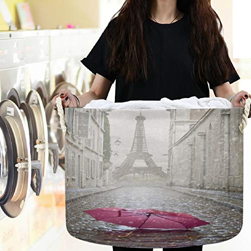 Visesunny koji se može srušiti košarica velikog kapaciteta Romantični Eiffel Tower ružičasta kišobrana odjeća za skladištenje