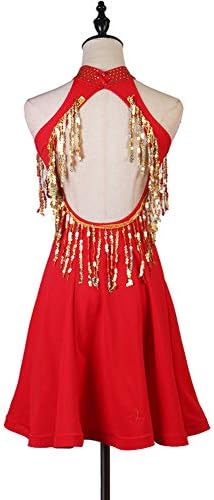 Nakokou ženska latino plesna haljina Zlatni šljokica Rumba Samba Tango Lekcija Natjecateljska kostim