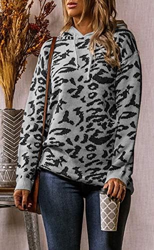 Efan ženski leopard print za ispis kapuljača udobna dugle dukseva dugih rukava casual pulover od pulovera