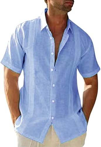 Muške košulje s kratkim rukavima pamučne lanene majice Lagana ljetna gumba Down Majica obična tropska odmor plaža majica