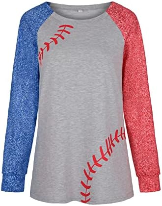 Žene bejzbol uzorak ispis boja blok pulover dukserica dugih rukava proljetna bluza