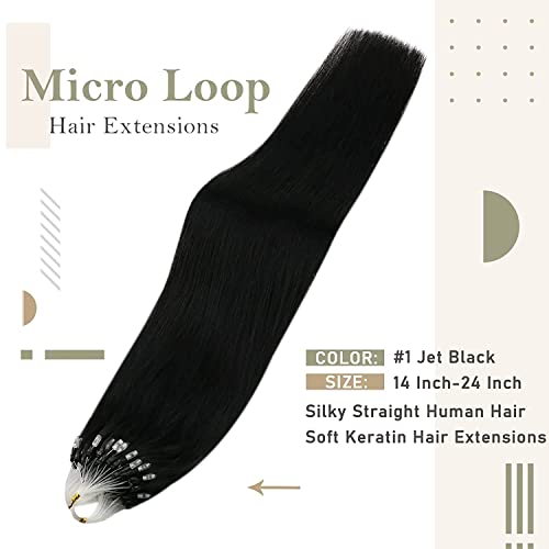 Solarni crni mlazni nastavci za kosu mikro prsten ljudska kosa 1 crni nastavci za kosu mikro karike ljudska kosa _ kosa