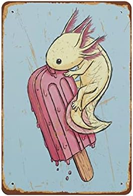 Dreacoss axolotl jedenje popsicle smiješni plakat egzotični kućni ljubimci ispis slatka životinjska limenka za dekor doma
