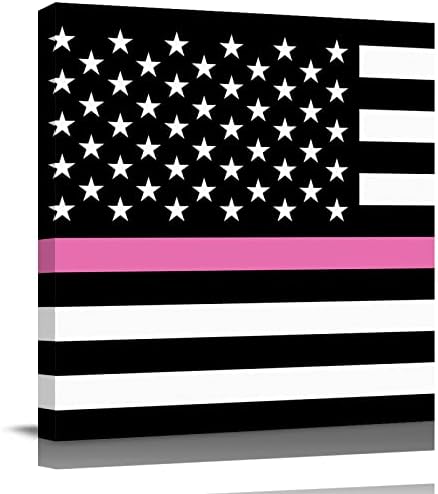 Axmsyun tanka ružičasta linija US zastave Ulje za slikanje platna Svjesnost o raku dojke uokvirena slika na zidnoj umjetnosti