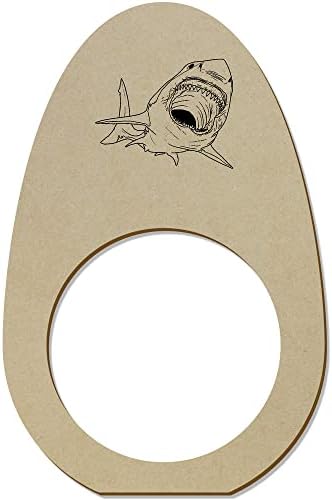 Azeeda 5 x 'Veliki bijeli morski morski pas' drveni prstenovi/držači