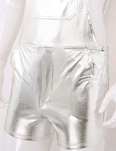 Yizyif muške sjajne metalne kratke kratke hlače Dungarees Suspender vruće hlače spandex leotard bodysuit
