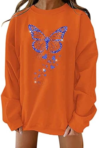 Beuu ženske casual leptir grafički skakači majice tiskaju pulover dugih rukava T košulje crijeva labave dukseve