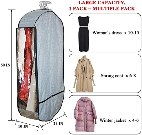 50-inčne torbe za vješanje odjeće,2. velika Prozračna torba za odlaganje odjeće u ormaru s 10-inčnim utorom, prozirna Torbica
