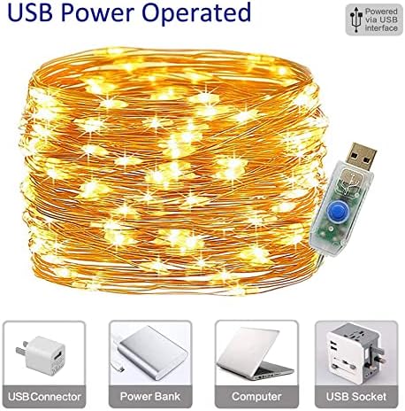 1PC USB toplo bijelo 20m/200 -hled bajkovitih lampica DIY bakrena žica party svjetlo
